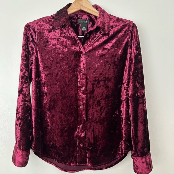Investments Tops - Investments petites crushed velvet button front top NWT MP